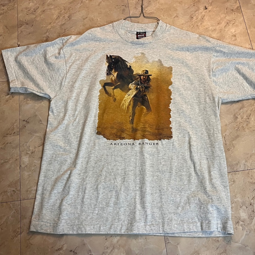 Vintage 90’s Arizona Ranger Gray Best Tshirt XL Cowboy Horse Southwest Mens